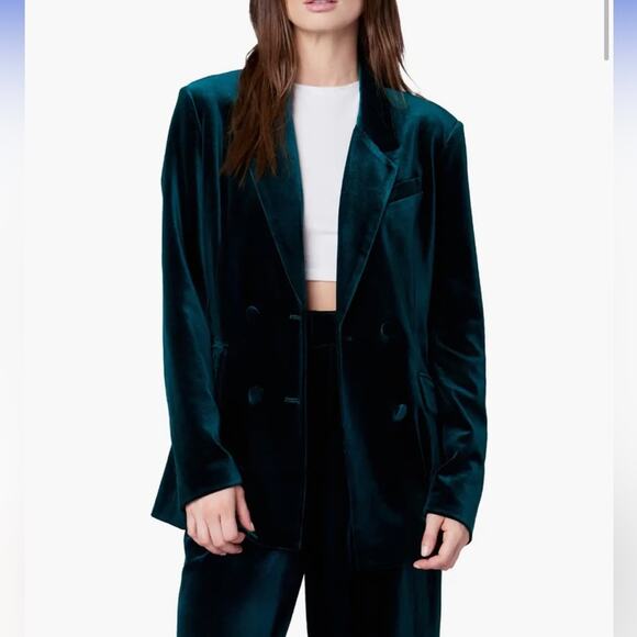 Blank NYC Double Breasted Velvet Emerald Blazer - Picture 1 of 6